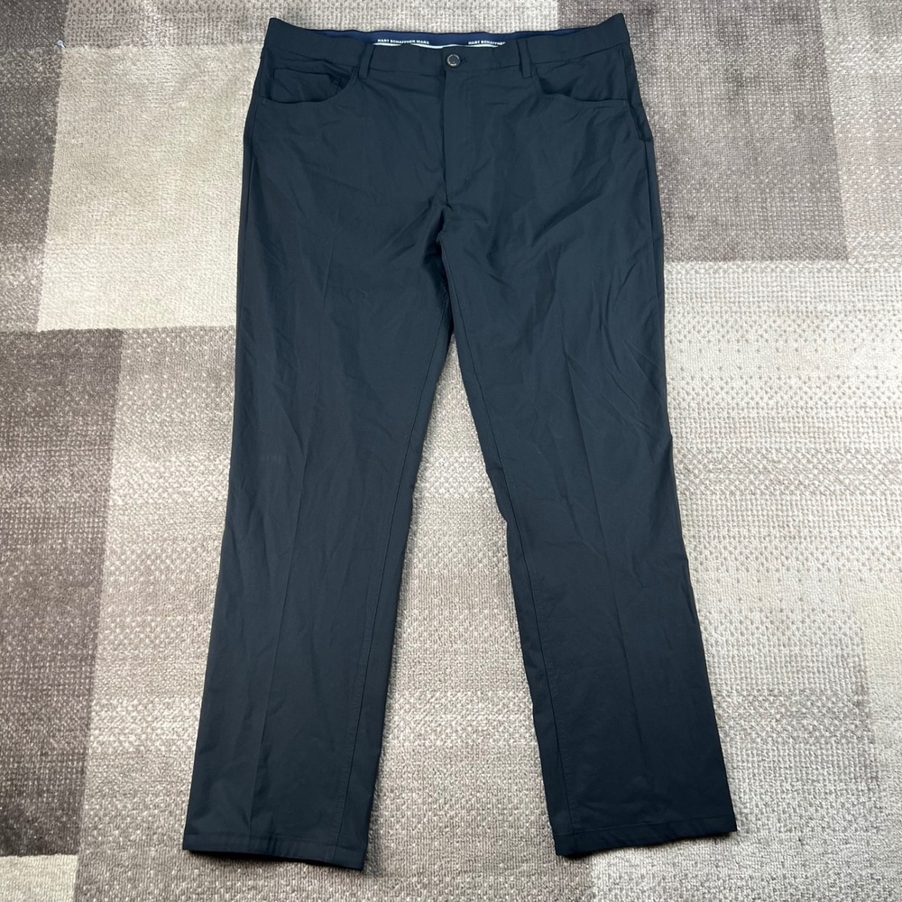 Hart Schaffner Marx Luxury Performance Mens Black 40x32 Flat Front Pants
